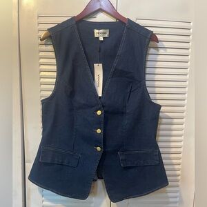 Vigoss Navy Denim Vest with Gold Buttons